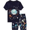 Family Feeling Boys Summer Pajamas Sets Short Sets(Space Print/Navy)