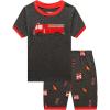 Family Feeling Little Big Boys Summer Pajamas Sets Short 100% Cotton Pjs(Fire Truck/Fo1)