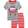Family Feeling Little Big Boys Summer Pajamas Sets Short 100% Cotton Pjs(Firetruck/F1)