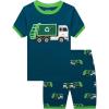 Family Feeling Little Big Boys Summer Pajamas Sets Short 100% Cotton Pjs(Garbage Truck/Fo4)