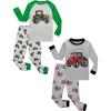 Family Feeling Striped Boys Girls 2 Piece Christmas Pajamas Set 100% Cotton Pjs(4-piece-22tractor-2022)