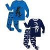 Family Feeling Striped Boys Girls 2 Piece Christmas Pajamas Set 100% Cotton Pjs(4-piece-dinosaur-blue)