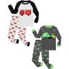Family Feeling Striped Boys Girls 2 Piece Christmas Pajamas Set 100% Cotton Pjs(4-piece-fire-truck)