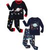 Family Feeling Striped Boys Girls 2 Piece Christmas Pajamas Set 100% Cotton Pjs(4-piece-space-703f)