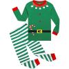 Family Feeling Striped Boys Girls 2 Piece Christmas Pajamas Set 100% Cotton Pjs(Elf/Green6016)