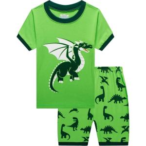 Family Feeling Little Big Boys Summer Pajamas Sets Short 100% Cotton Pjs(Dragon/Fo1)