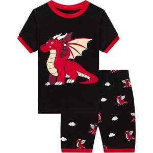 Family Feeling Little Big Boys Summer Pajamas Sets Short 100% Cotton Pjs(Dragon/Fo8)