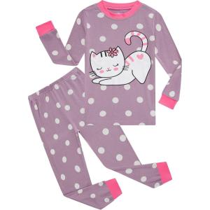 Family Feeling Little Boys Girls Child Pajamas Sets 100% Cotton Toddler Pjs(Cat/6121)