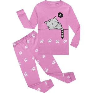 Family Feeling Little Boys Girls Child Pajamas Sets 100% Cotton Toddler Pjs(Cat/F6988)