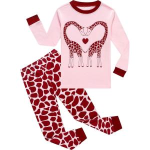 Family Feeling Little Boys Girls Child Pajamas Sets 100% Cotton Toddler Pjs(Giraffe/G1)