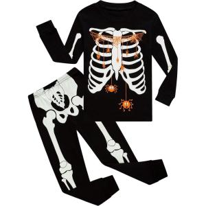Family Feeling Little Boys Girls Child Pajamas Sets 100% Cotton Toddler Pjs(Skeleton/Glow-in-the-dark111/6959)