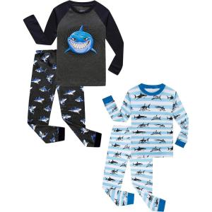 Family Feeling Striped Boys Girls 2 Piece Christmas Pajamas Set 100% Cotton Pjs(4-piece-shark2)