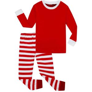 Family Feeling Striped Boys Girls 2 Piece Christmas Pajamas Set 100% Cotton Pjs(Christmas/Striped/Red2)