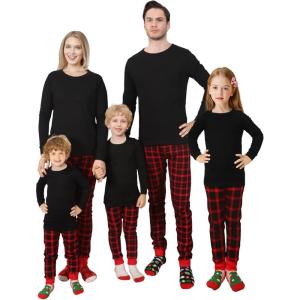 Matching Family Pajamas Christmas Sleepwear Cotton Holiday Valentine Halloween Pjs(Blackplaid)