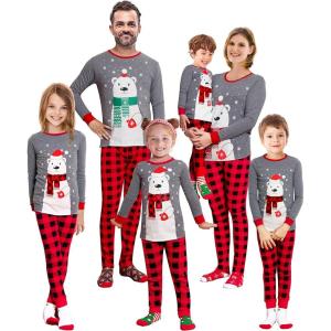 Matching Family Pajamas Christmas Sleepwear Cotton Holiday Valentine Halloween Pjs(Christmas/Polarbear1-2023)