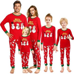 Matching Family Pajamas Christmas Sleepwear Cotton Holiday Valentine Halloween Pjs(Christmas/Red/Snowman-2023)