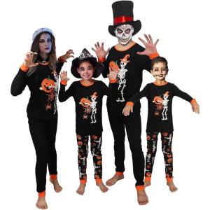 Matching Family Pajamas Christmas Sleepwear Cotton Holiday Valentine Halloween Pjs(Family-skull-pumpkin-2023)