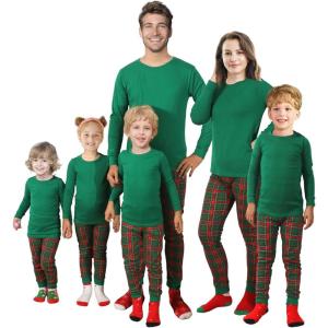 Matching Family Pajamas Christmas Sleepwear Cotton Holiday Valentine Halloween Pjs(Greenplaid)