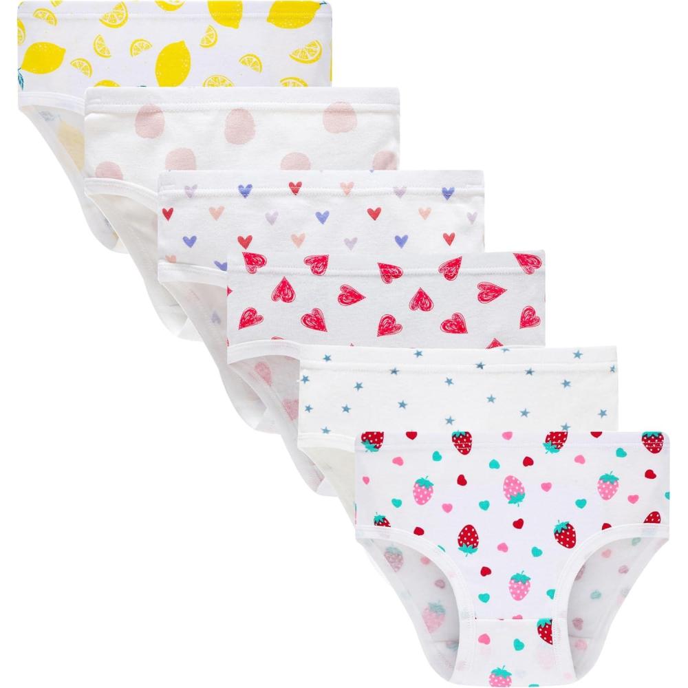 imageFamily Feeling Little Girl Underwear Toddler Panties Big Kids Undies Soft 100 Cotton6 Packwhite Print