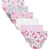 Family Feeling Little Girl Underwear Toddler Panties Big Kids Undies Soft 100% Cotton(6 Pack-dog-flamingo)