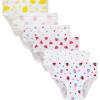 Family Feeling Little Girl Underwear Toddler Panties Big Kids Undies Soft 100% Cotton(6 Pack-white Print)