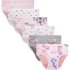 Family Feeling Little Girl Underwear Toddler Panties Big Kids Undies Soft 100% Cotton(6 Pack-a)