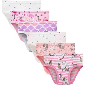 Family Feeling Little Girl Underwear Toddler Panties Big Kids Undies Soft 100% Cotton(6 Pack-byflamingo39)