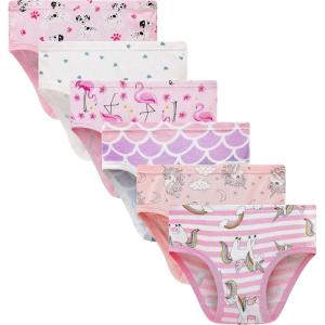 Family Feeling Little Girl Underwear Toddler Panties Big Kids Undies Soft 100% Cotton(6 Pack-flamingo9)
