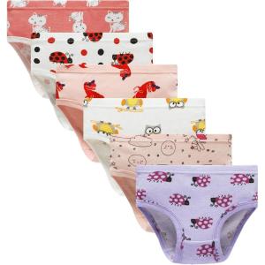 Family Feeling Little Girl Underwear Toddler Panties Big Kids Undies Soft 100% Cotton(6 Pack-f-lf1)