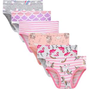Family Feeling Little Girl Underwear Toddler Panties Big Kids Undies Soft 100% Cotton(6 Pack-unicorn-mermaid)