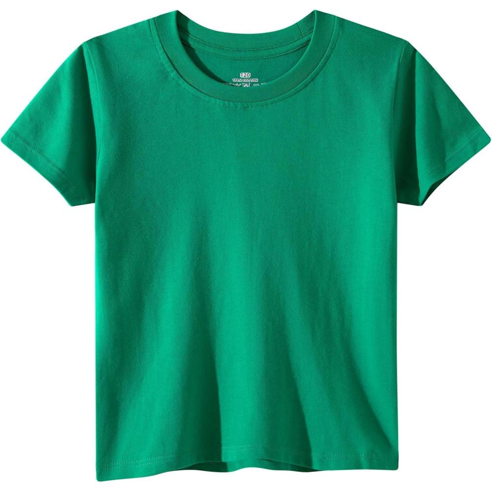 imageFamily Feeling Boys Short Sleeve Summer Crewneck Kids TShirts One Piece Girls TeeGreen