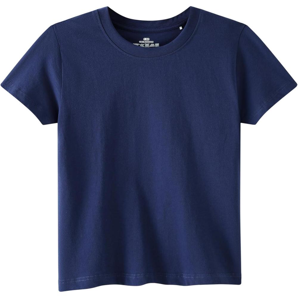 imageFamily Feeling Boys Short Sleeve Summer Crewneck Kids TShirts One Piece Girls TeeNavy
