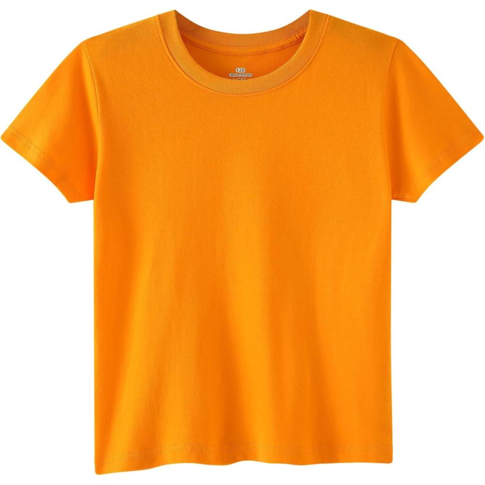 imageFamily Feeling Boys Short Sleeve Summer Crewneck Kids TShirts One Piece Girls TeeOrange