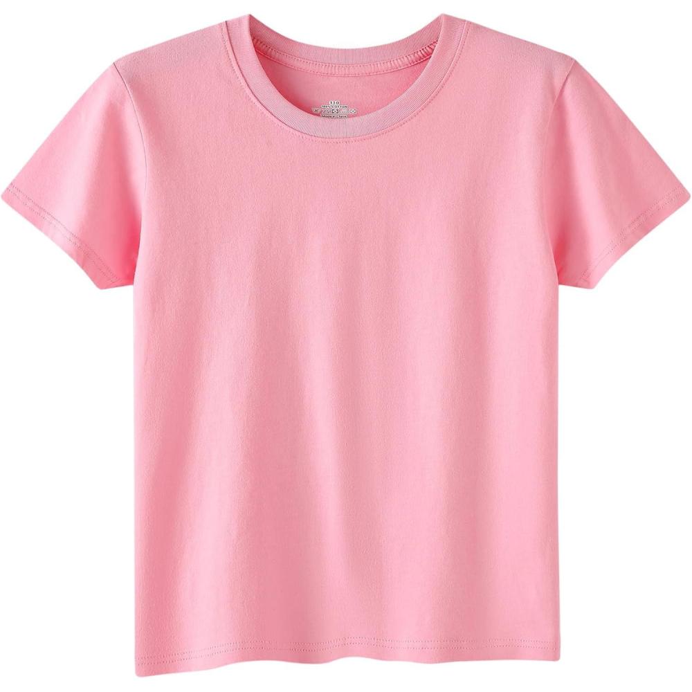 imageFamily Feeling Boys Short Sleeve Summer Crewneck Kids TShirts One Piece Girls TeePink
