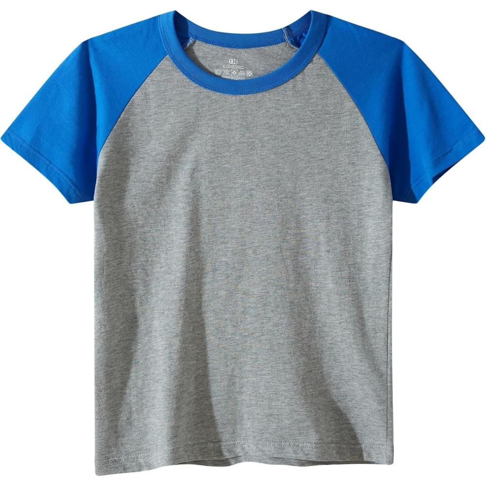imageFamily Feeling Boys Short Sleeve Summer Crewneck Kids TShirts One Piece Girls TeeRaglanGrey