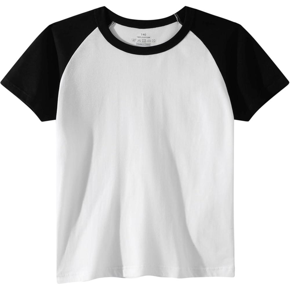 imageFamily Feeling Boys Short Sleeve Summer Crewneck Kids TShirts One Piece Girls TeeRaglanWhite
