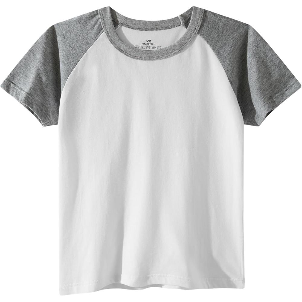 imageFamily Feeling Boys Short Sleeve Summer Crewneck Kids TShirts One Piece Girls TeeRaglanWhiteWhite