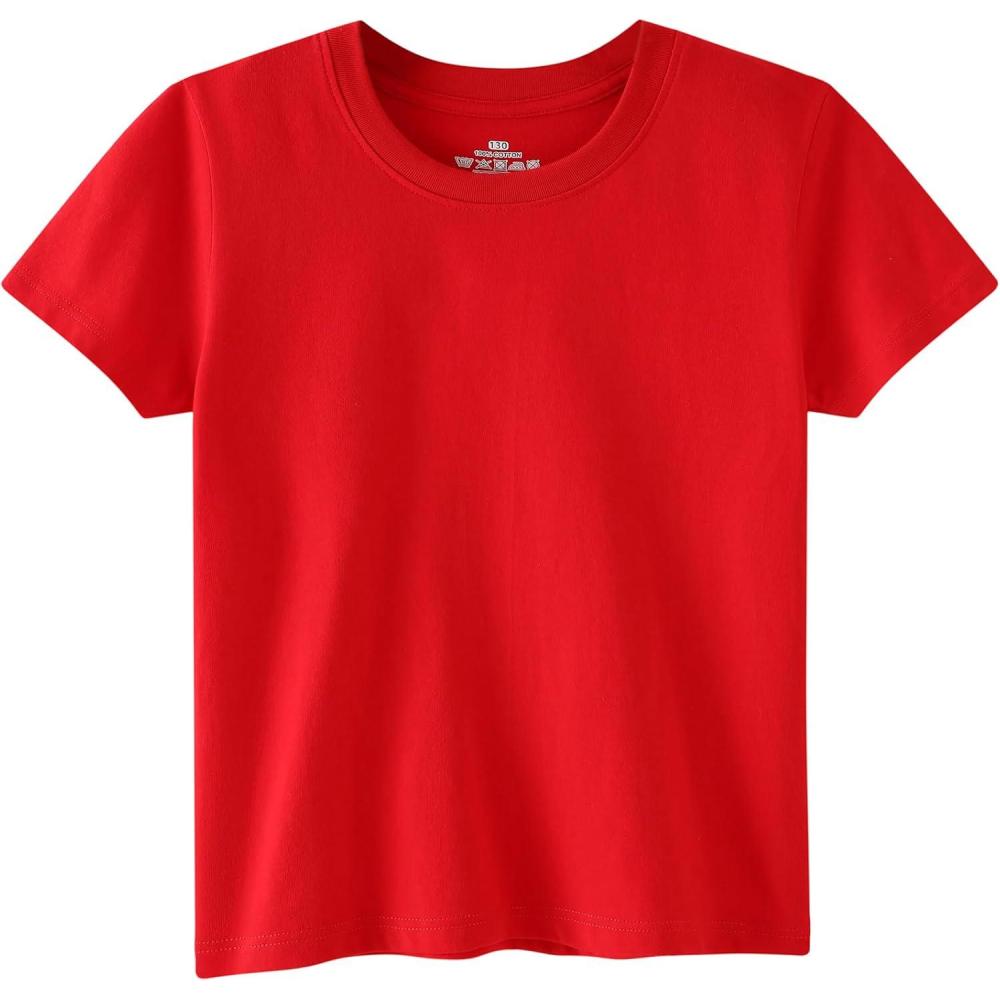 imageFamily Feeling Boys Short Sleeve Summer Crewneck Kids TShirts One Piece Girls TeeRed