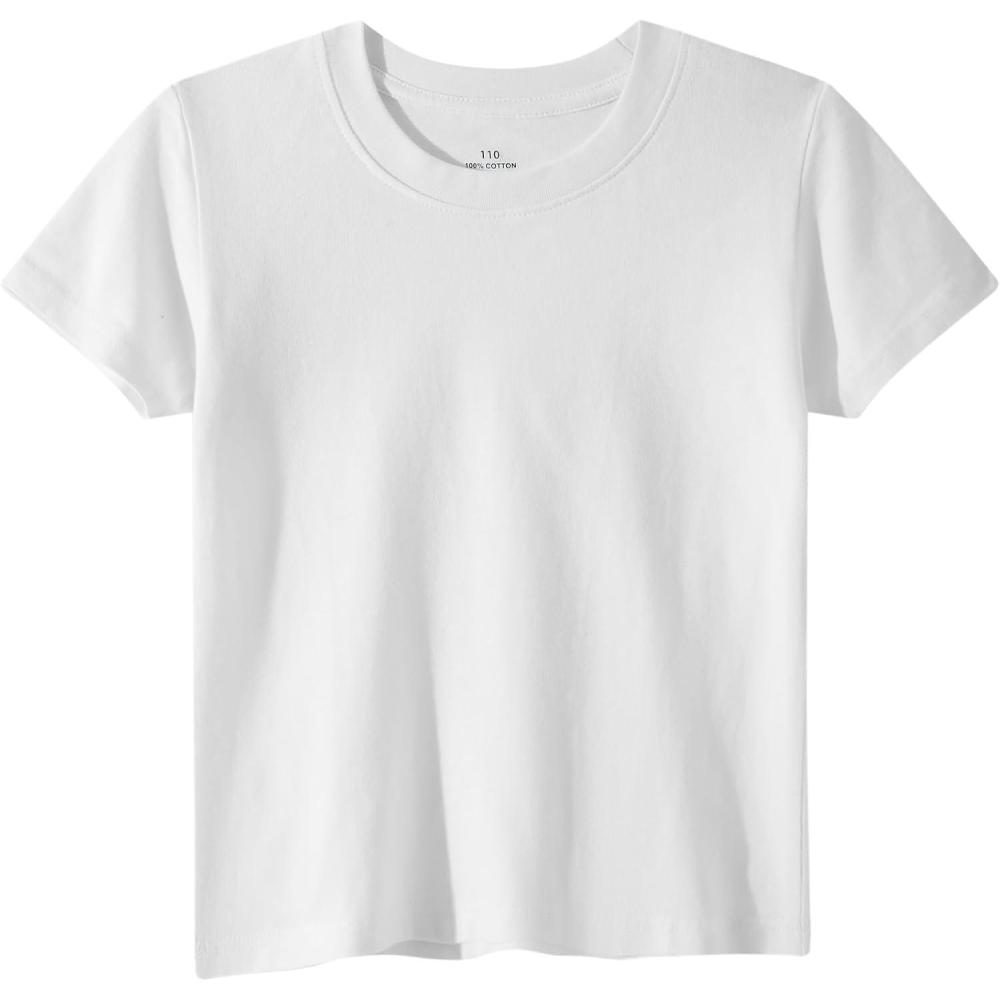 imageFamily Feeling Boys Short Sleeve Summer Crewneck Kids TShirts One Piece Girls TeeWhite