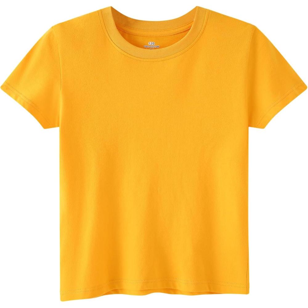 imageFamily Feeling Boys Short Sleeve Summer Crewneck Kids TShirts One Piece Girls TeeYellow