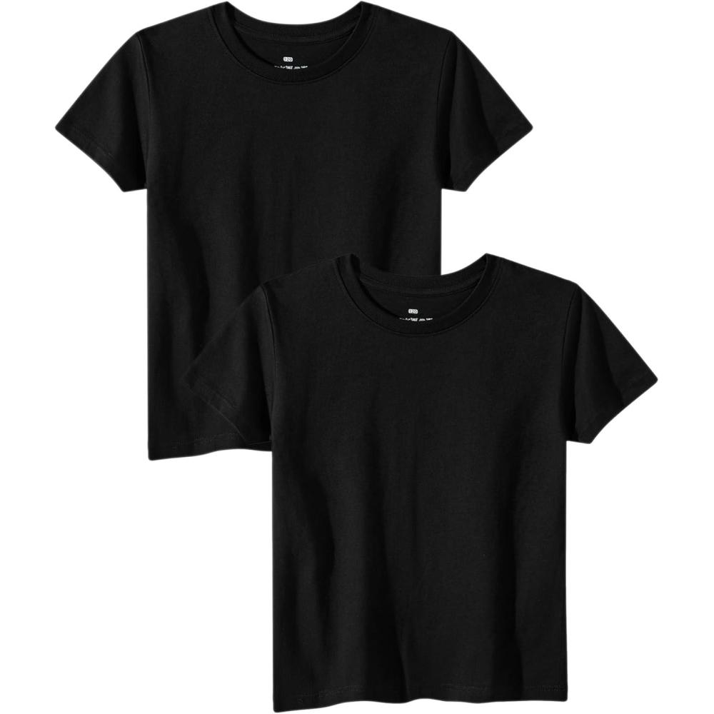 imageFamily Feeling Boys Short Sleeve Summer Crewneck Kids TShirts Top Girls 2Piece TeeBlack
