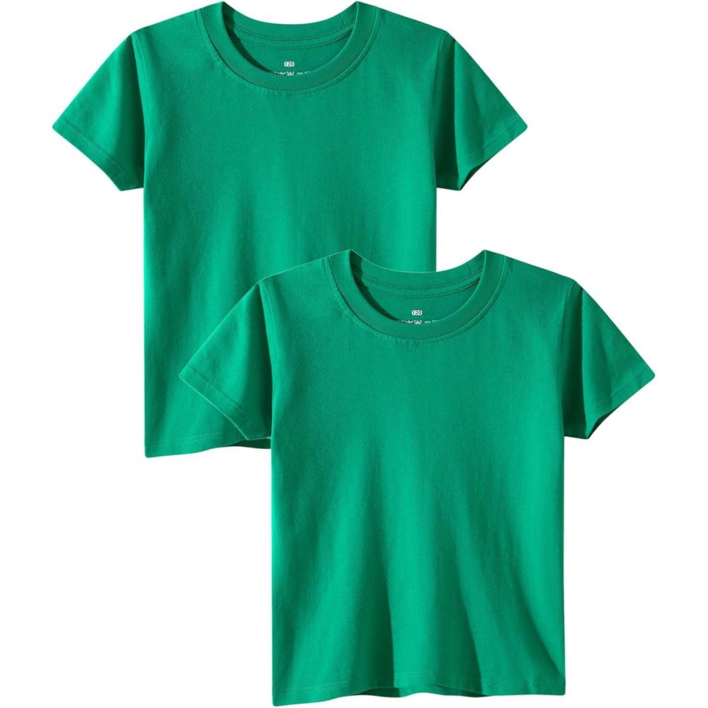 imageFamily Feeling Boys Short Sleeve Summer Crewneck Kids TShirts Top Girls 2Piece TeeGreen