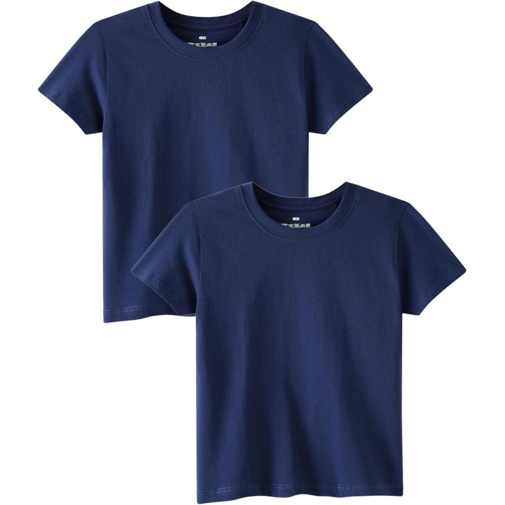 imageFamily Feeling Boys Short Sleeve Summer Crewneck Kids TShirts Top Girls 2Piece TeeNavy