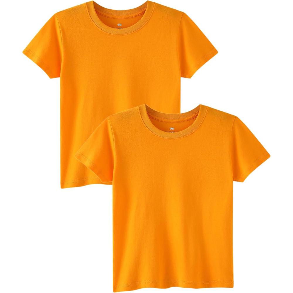 imageFamily Feeling Boys Short Sleeve Summer Crewneck Kids TShirts Top Girls 2Piece TeeOrange