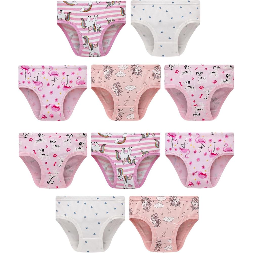 imageFamily Feeling Girls 100 Cotton Underwear Comfortable amp Breathable Panties for Kids10 Pack Multicolor