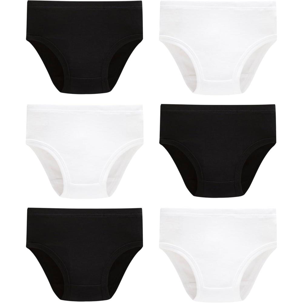 imageFamily Feeling Girls 100 Cotton Underwear Comfortable amp Breathable Panties for Kids6 Pack WhiteBlack