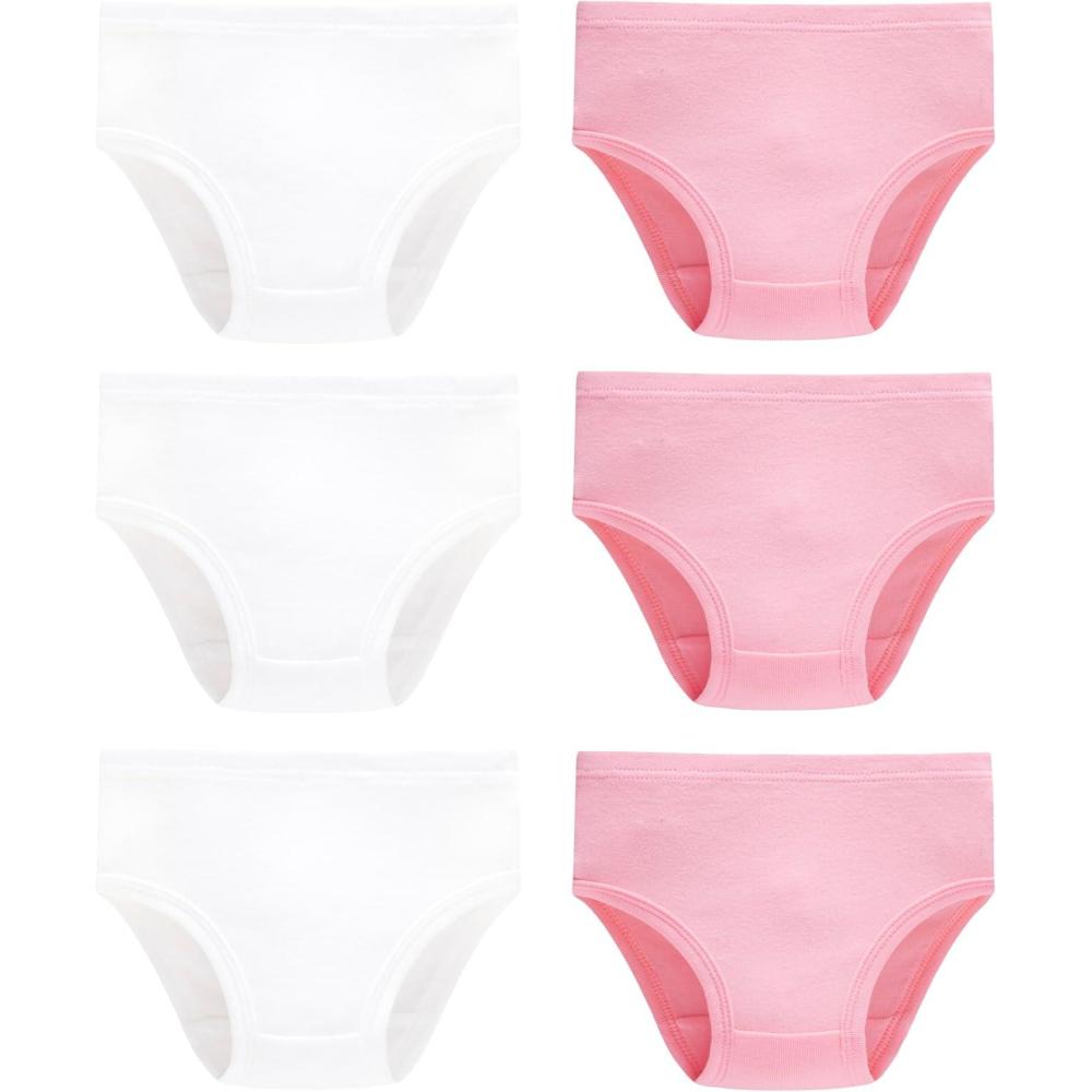 imageFamily Feeling Girls Soft Underwear  Comfortable amp Breathable Printed Pattern Panties for Kids6 Pack  WhitePink