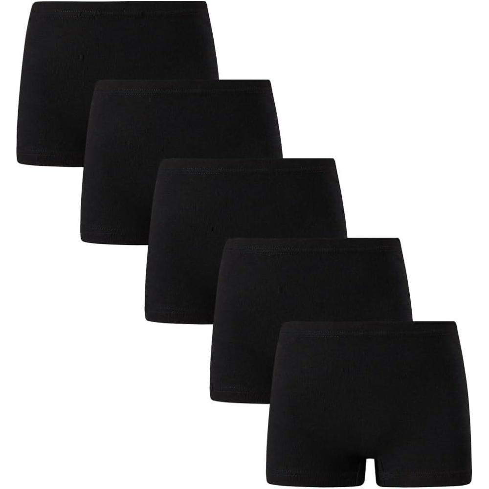 imageFamily Feeling Soft Cotton Girls Boyshort Panties Brief Underwear5 Pack Black