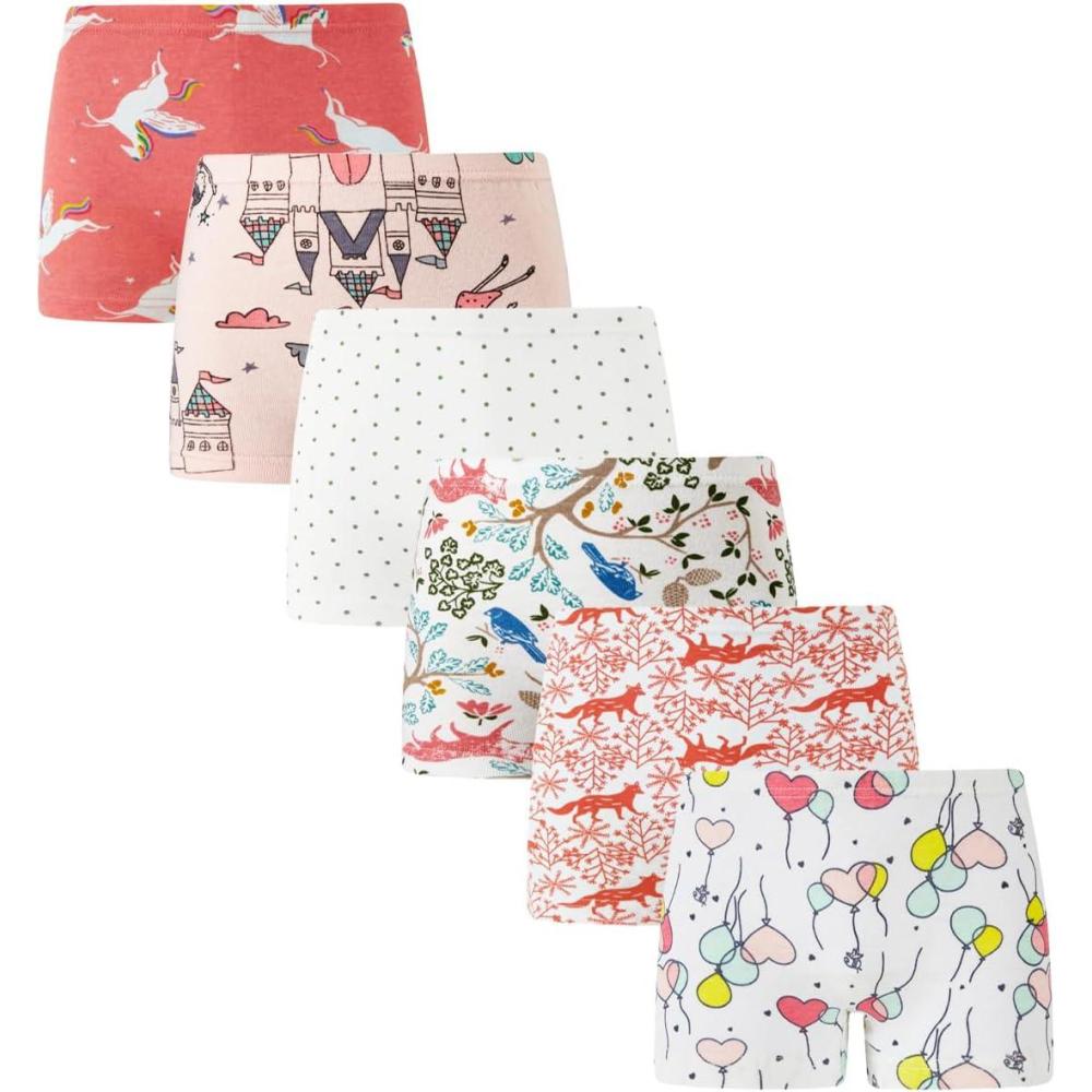 imageFamily Feeling Soft Cotton Girls Boyshort Panties Brief Underwear6 Pack Animal PrintingBalloon