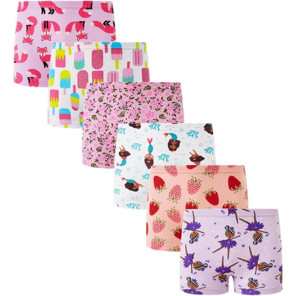 imageFamily Feeling Soft Cotton Girls Boyshort Panties Brief Underwear6 Pack Animal PrintingIce Cream
